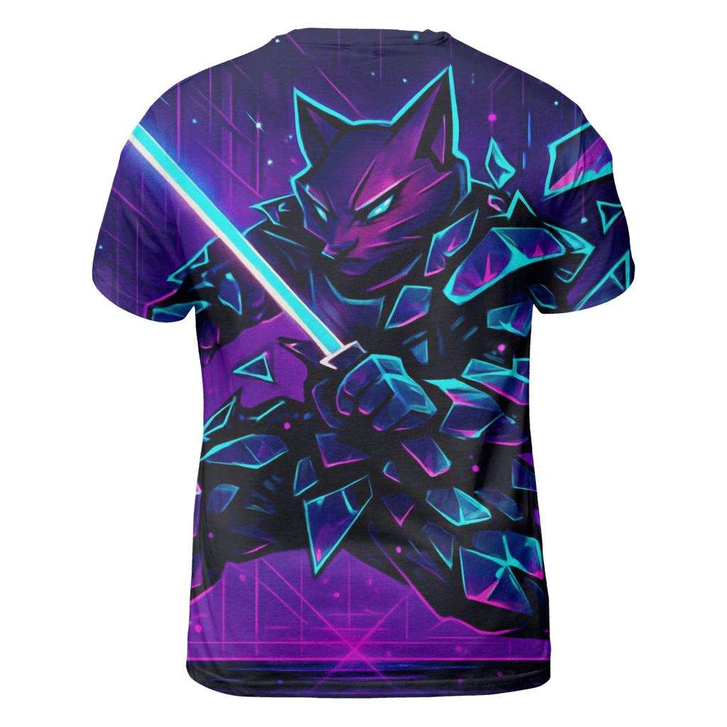 Glass Shard Cyber Samurai Cat creative print fashion shirts