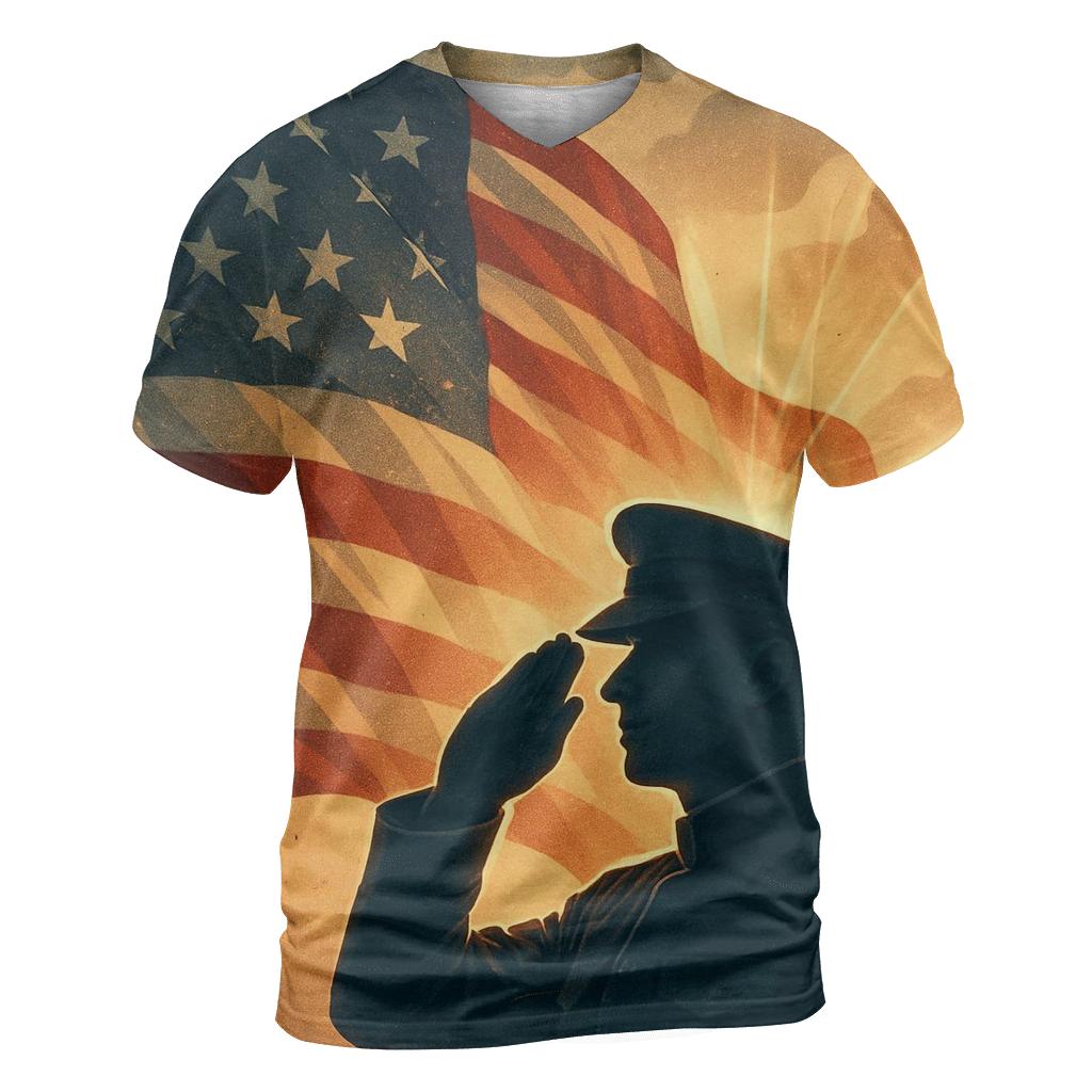 Salute At Sunrise Through Flag Light creative print fashion shirts