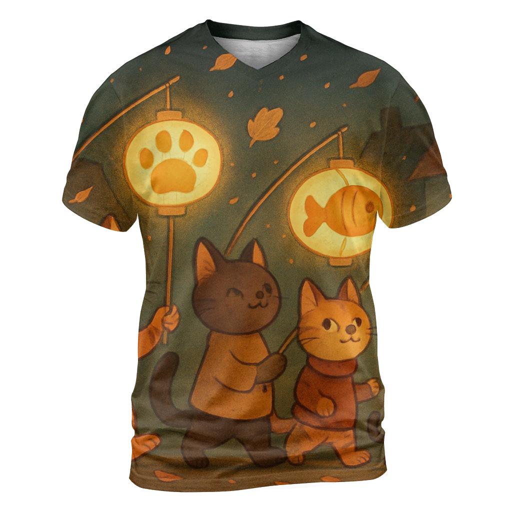 Autumn Lantern Parade Cats personalized full print shirts