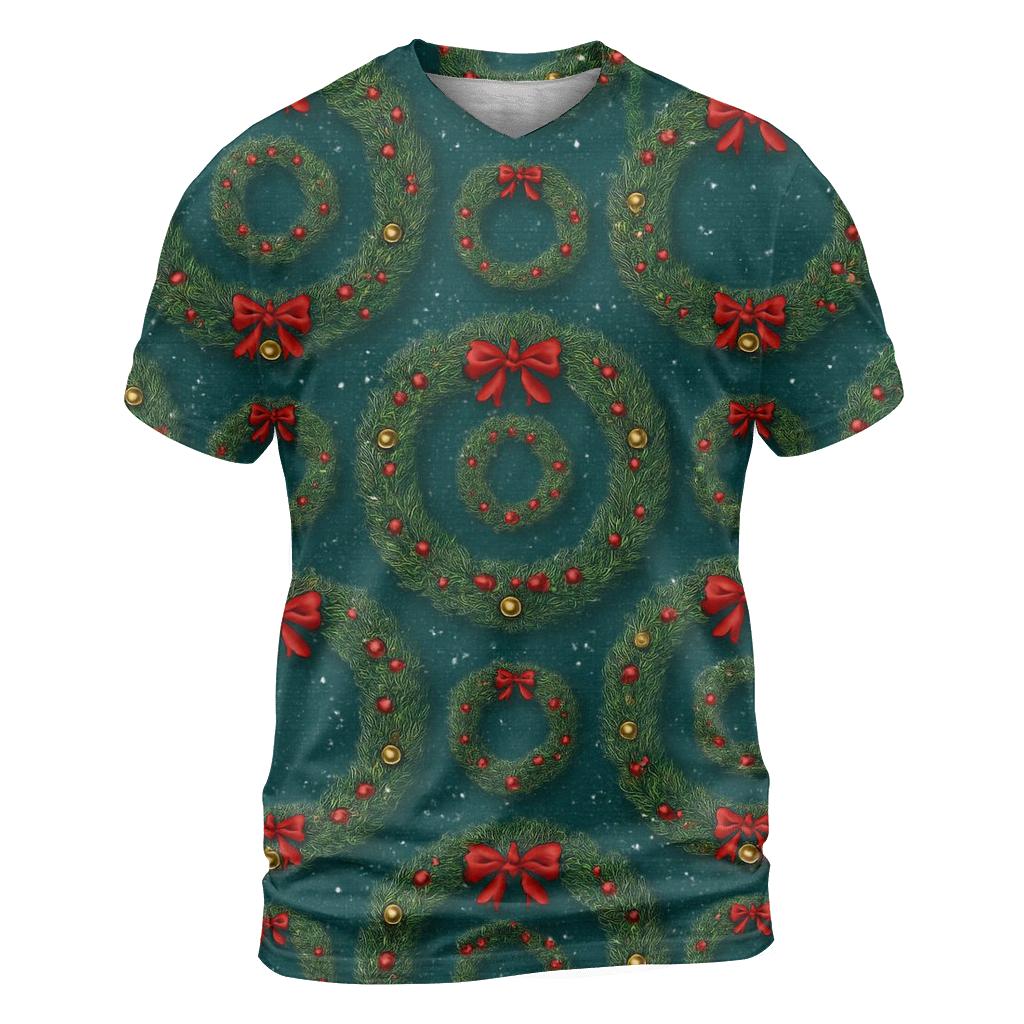 Wreath Ring Concentric Repeat On Teal Background custom all-over print shirts