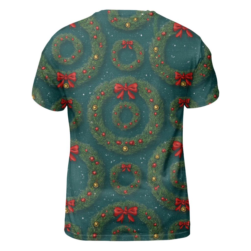 Wreath Ring Concentric Repeat On Teal Background custom all-over print shirts