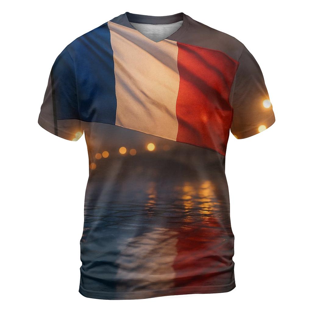 France City Rain Reflection Flag creative print fashion shirts