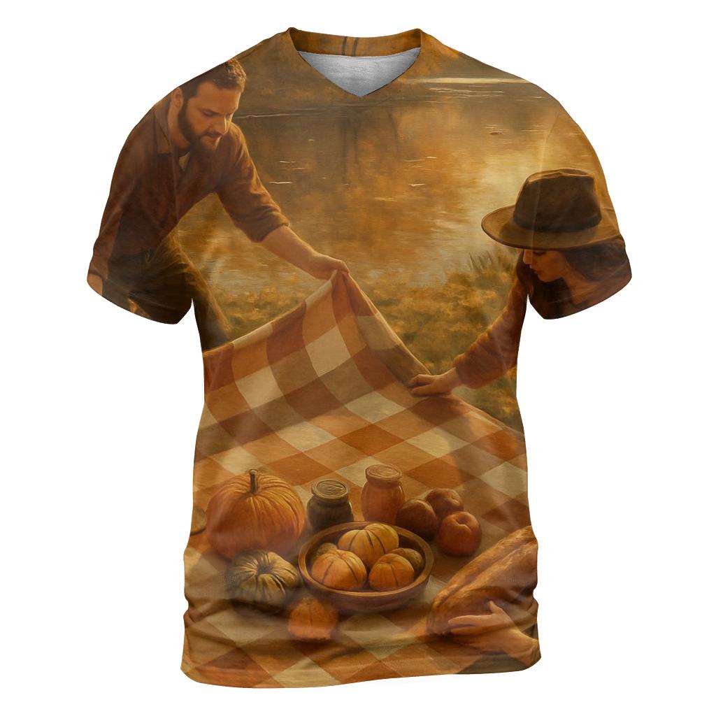 Riverbank Picnic Of Plenty statement graphic shirts
