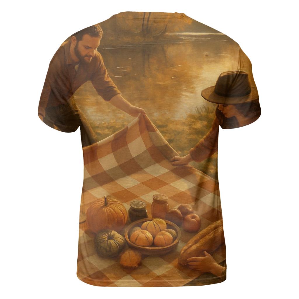 Riverbank Picnic Of Plenty statement graphic shirts