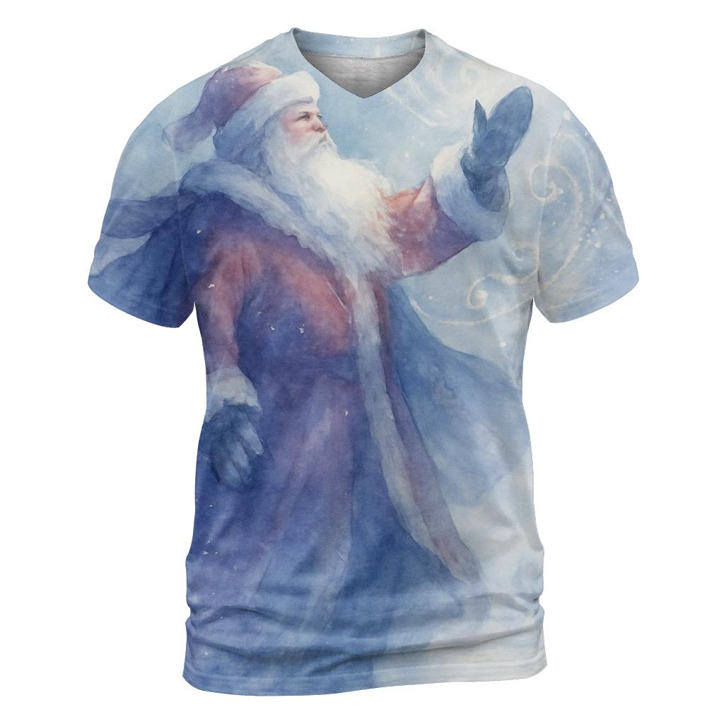 Watercolor Blizzard Guardian Santa designer pattern shirts