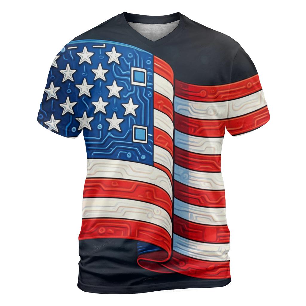 Liberty Circuit Mosaic artistic all-over print tops