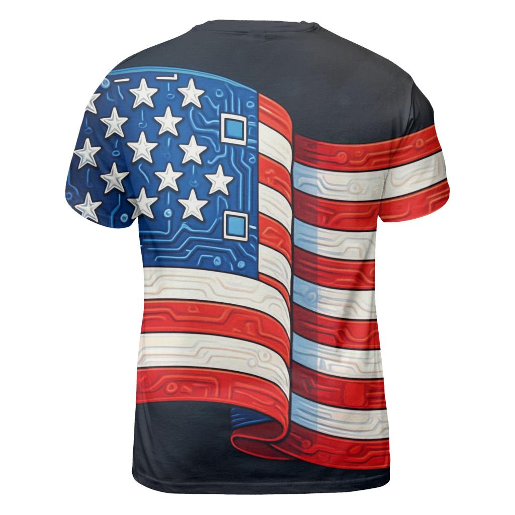 Liberty Circuit Mosaic artistic all-over print tops