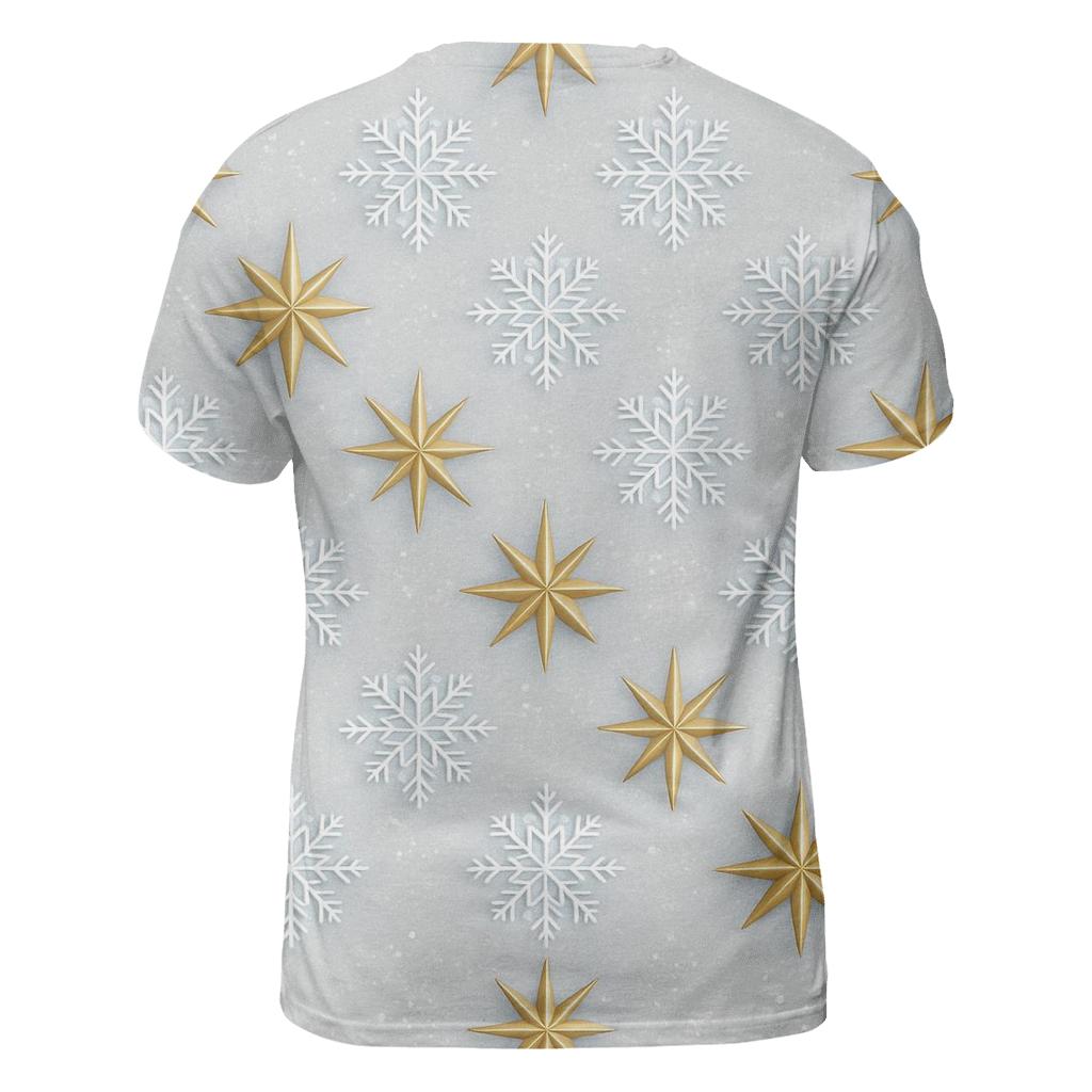 Star And Snowflake Diagonal Array On Light Gray Background statement graphic shirts