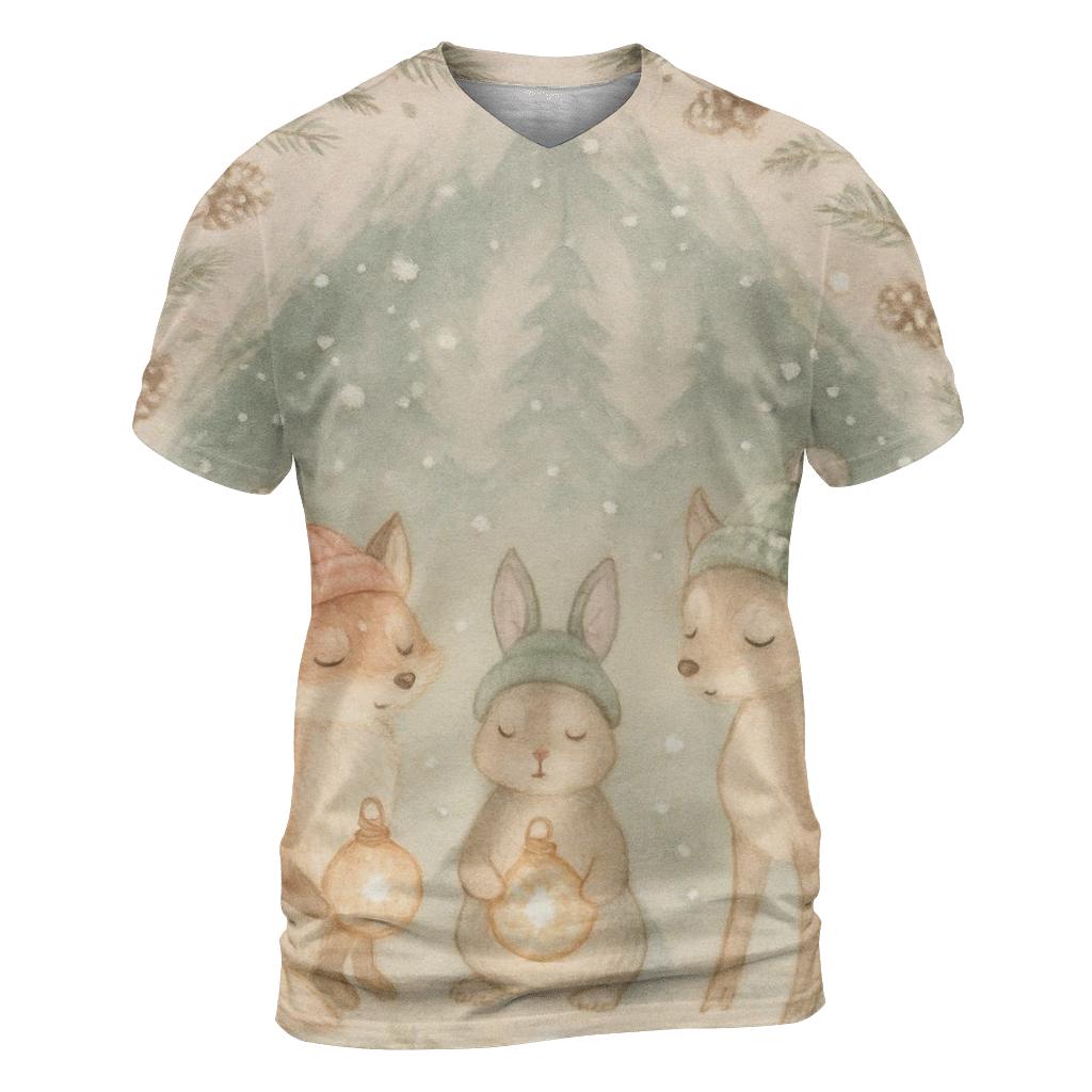 Winter Wildlife Carol In Pine Cathedral trendy printed shirt styles