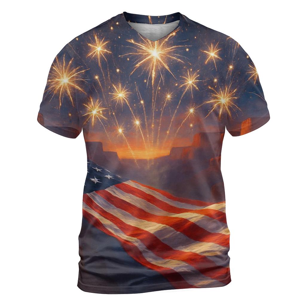 Firework Canyon Flagburst statement graphic shirts