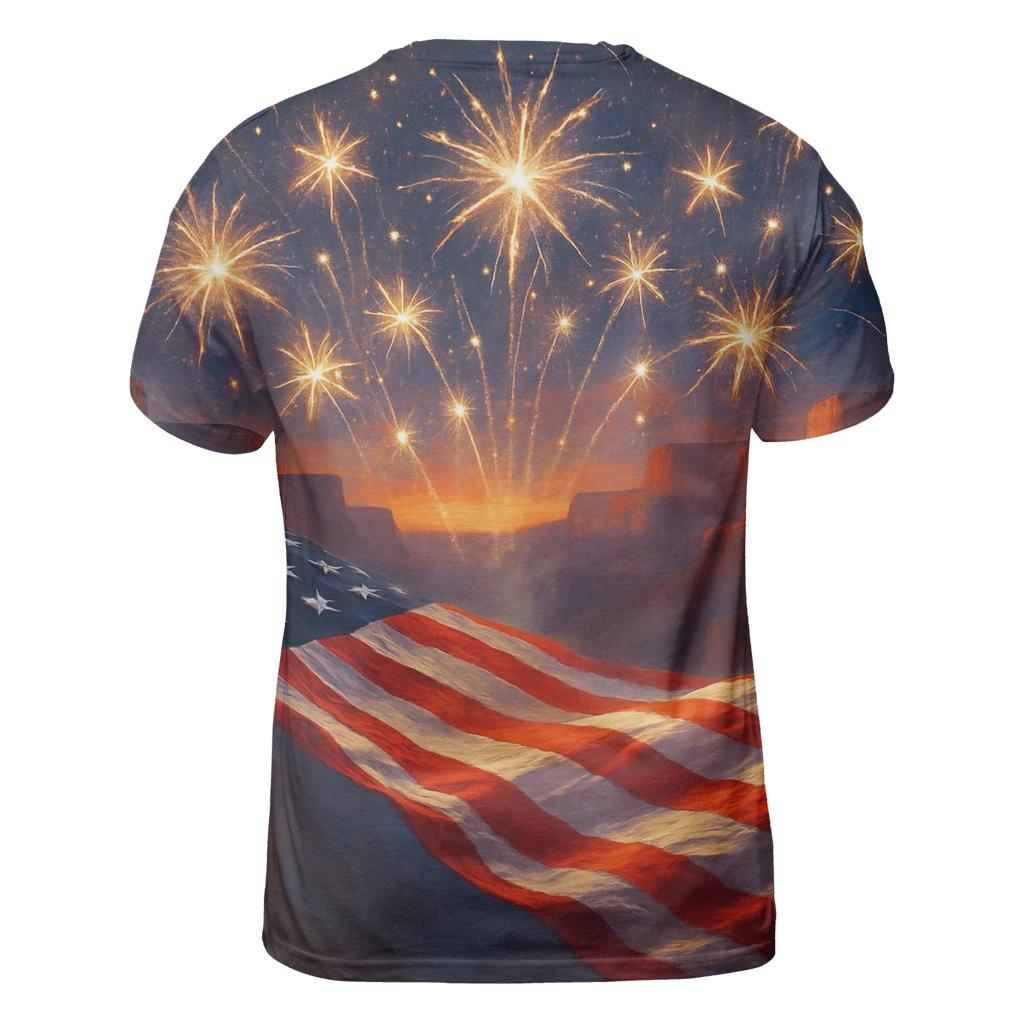 Firework Canyon Flagburst statement graphic shirts