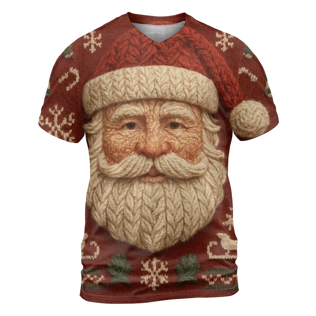 Knitted Pattern Candy Cane Santa creative print fashion shirts
