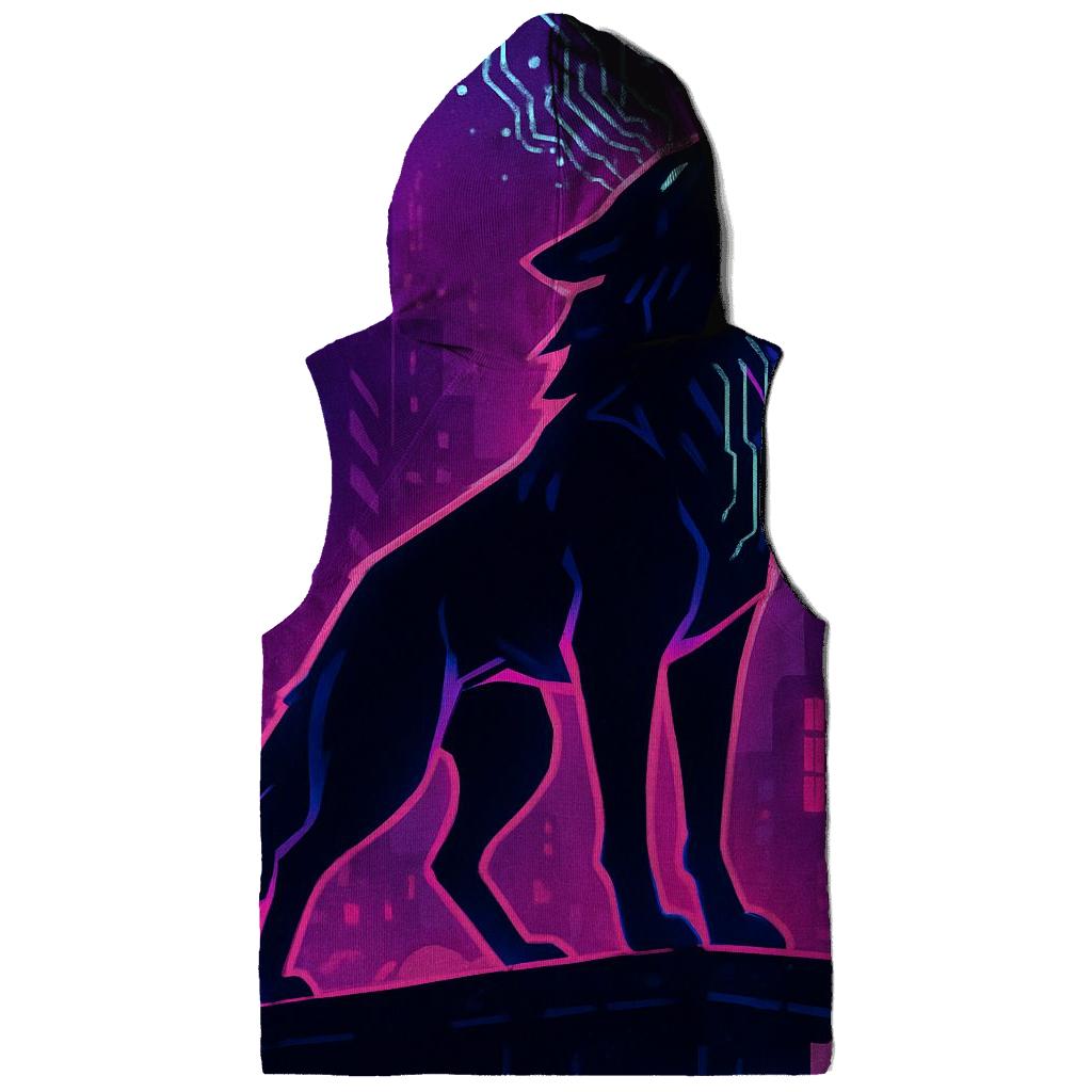 Neon Alley Howl Circuit Wolf graphic hoodies