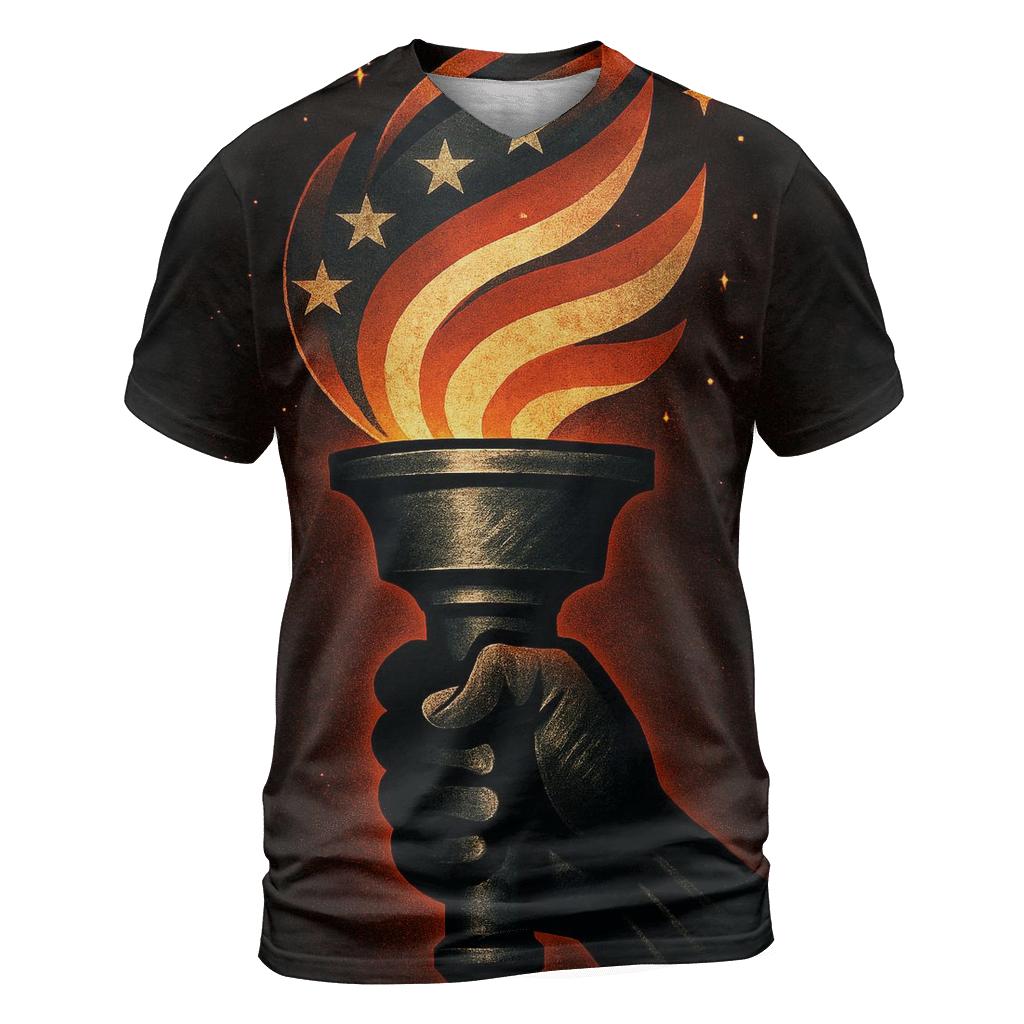 Torch Of Liberty In Steel And Stripes artistic all-over print tops