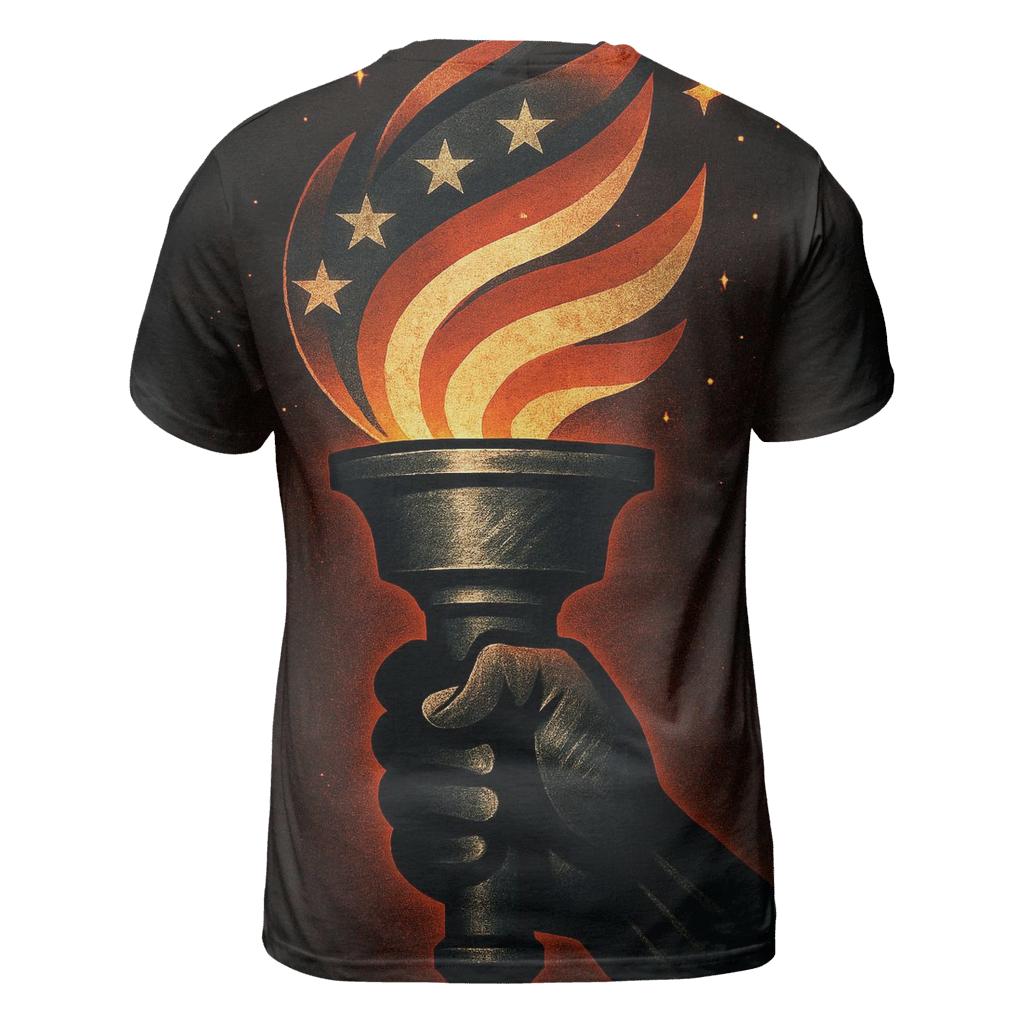 Torch Of Liberty In Steel And Stripes artistic all-over print tops