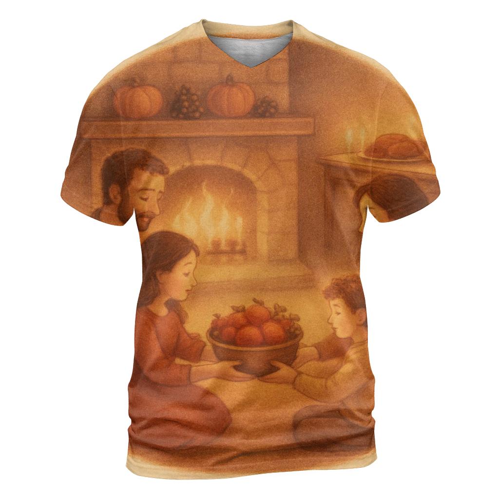 Gratitude Circle By Fireplace trendy printed shirt styles