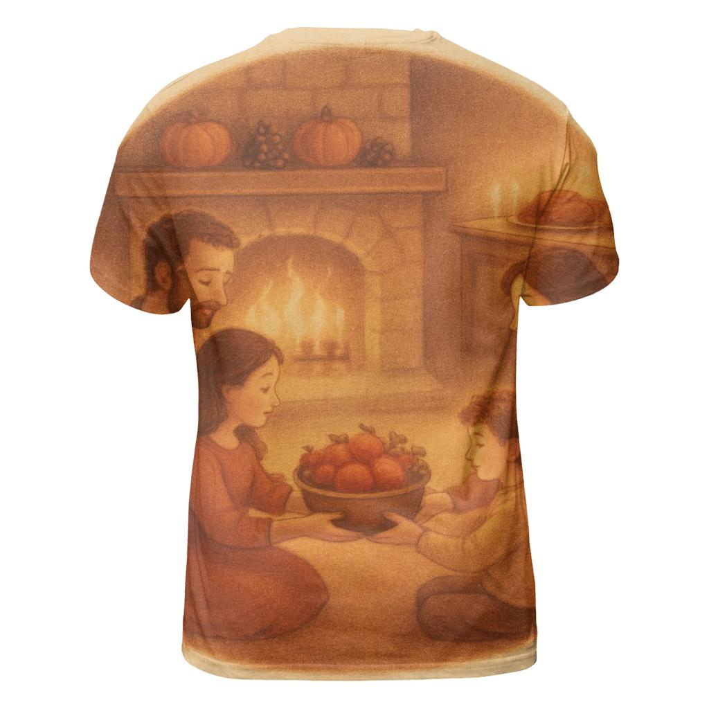 Gratitude Circle By Fireplace trendy printed shirt styles