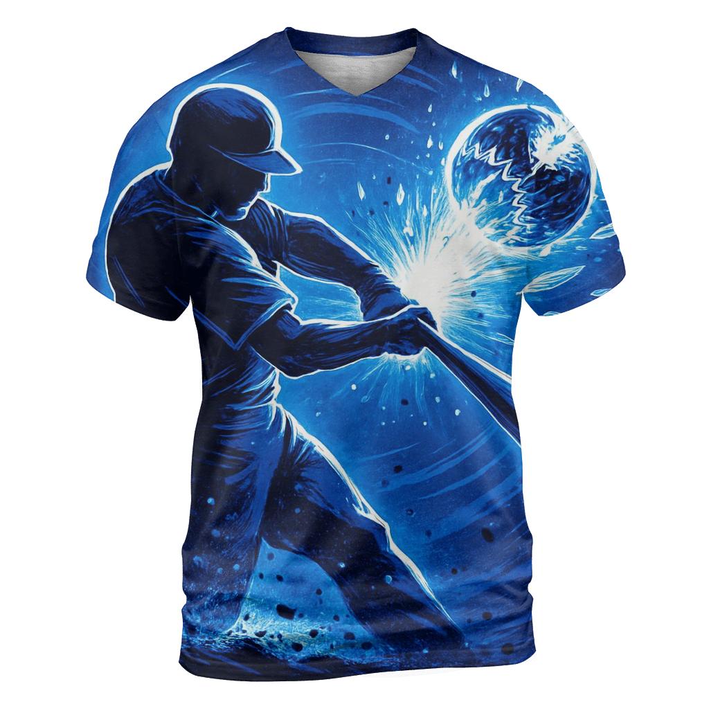 Blue Jays Meteor Swing Burst vibrant all-over design tees