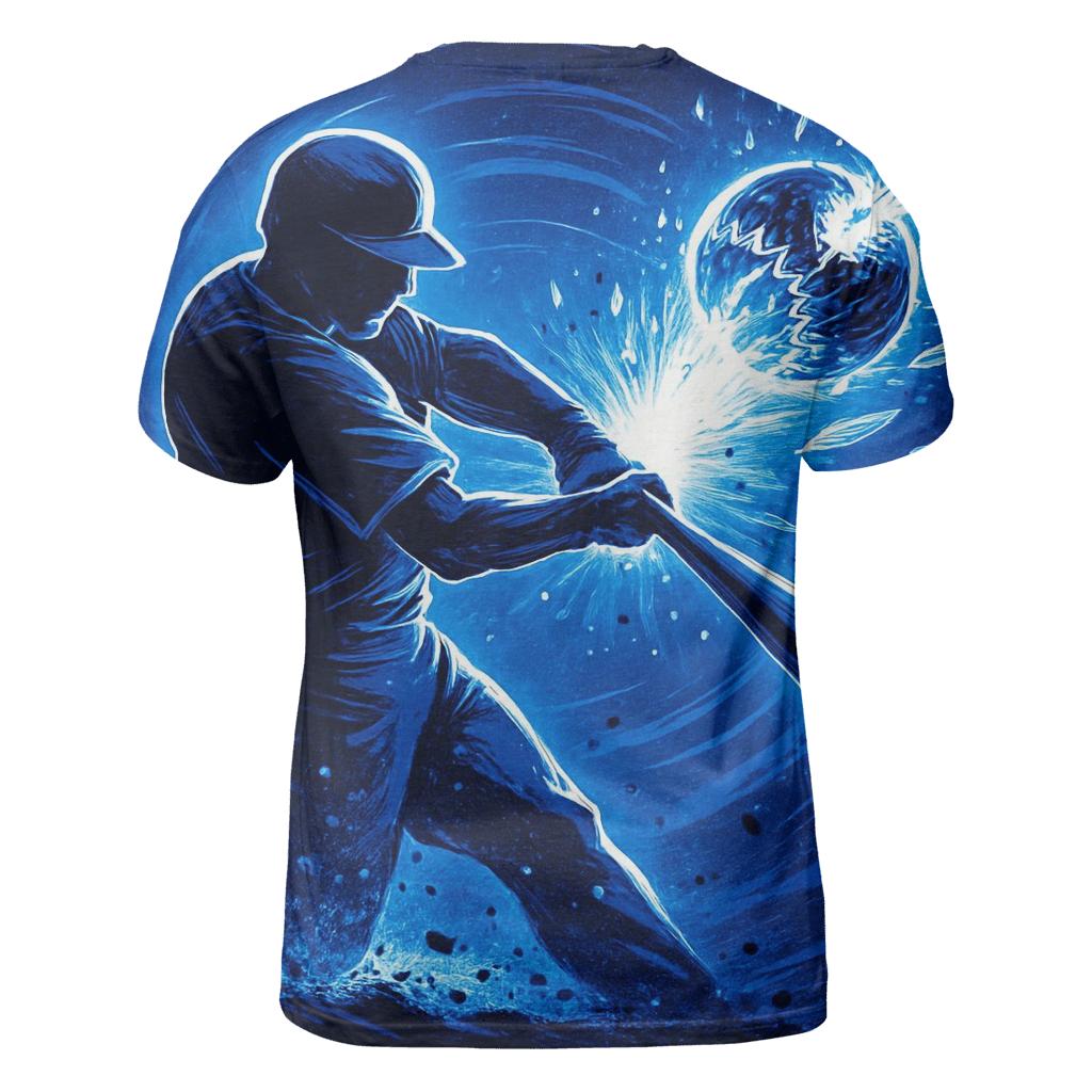Blue Jays Meteor Swing Burst vibrant all-over design tees