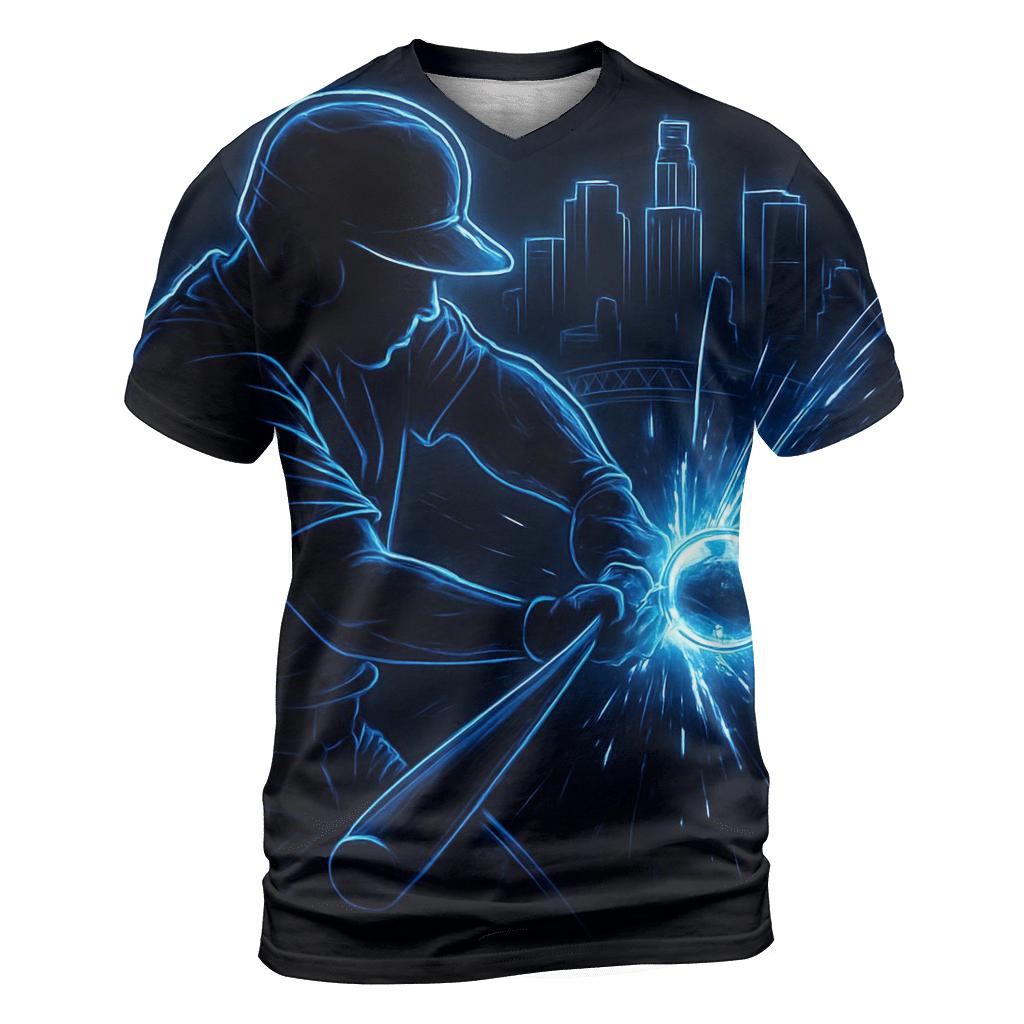 Electric Bat Sparks And Skyline Glow statement graphic shirts