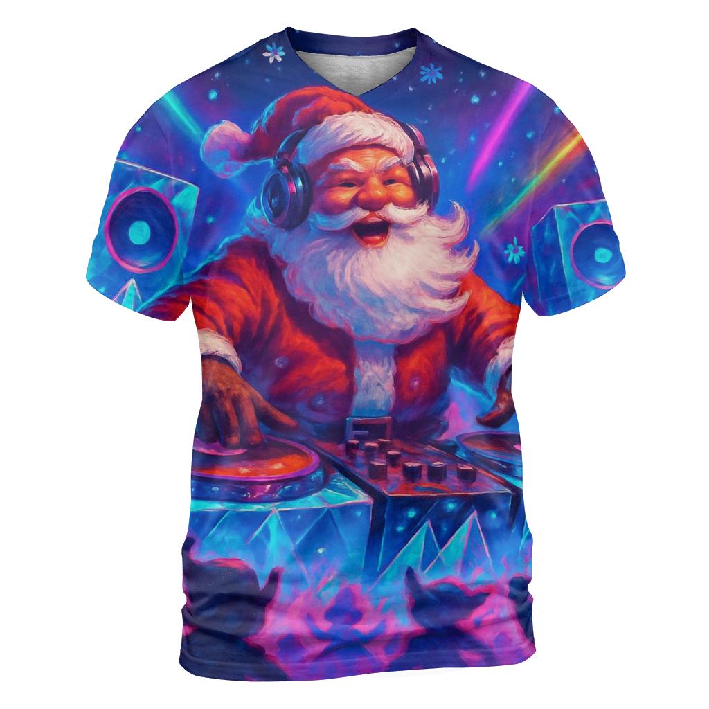 Santa DJ At The North Pole Rave unique graphic print tees