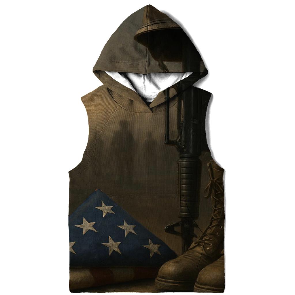 Folded Flag And Silent Rifle Tribute printed hoodies