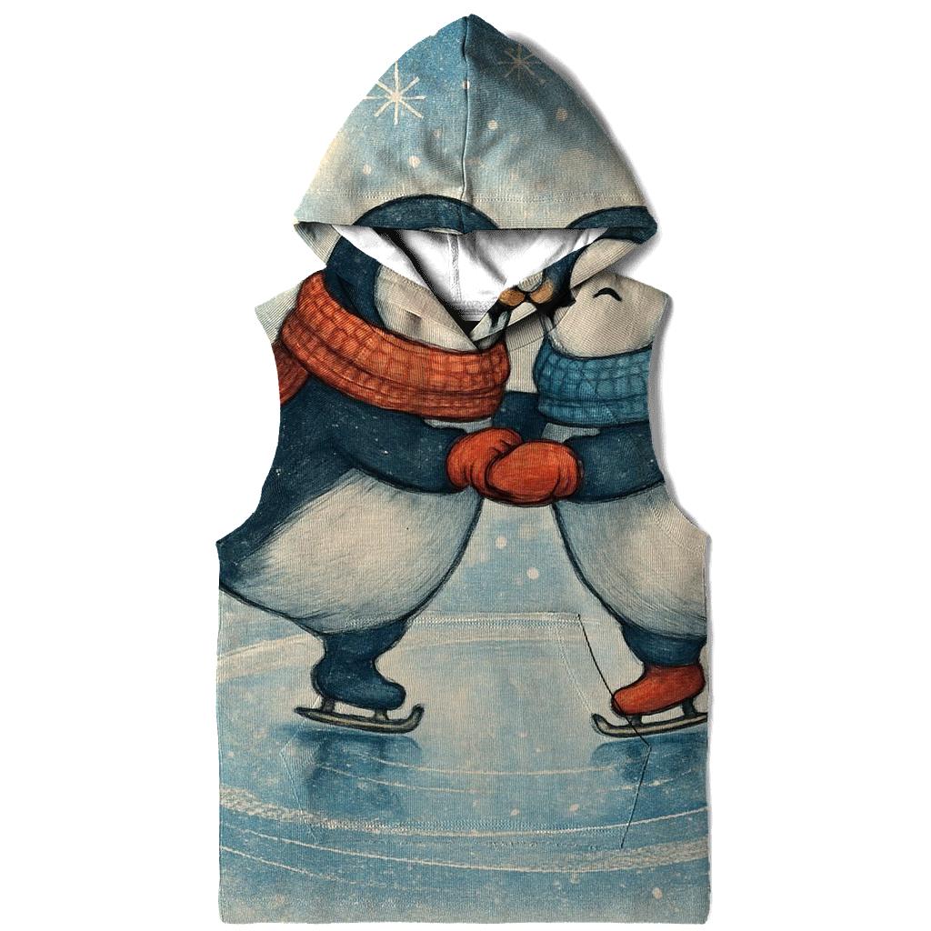 Penguin Ice Skaters On Ornament Lake zip-up hoodies