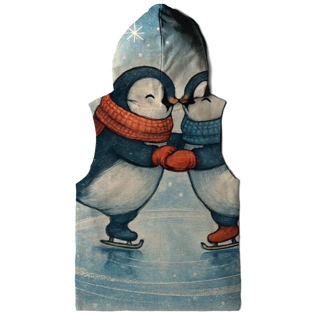Penguin Ice Skaters On Ornament Lake zip-up hoodies