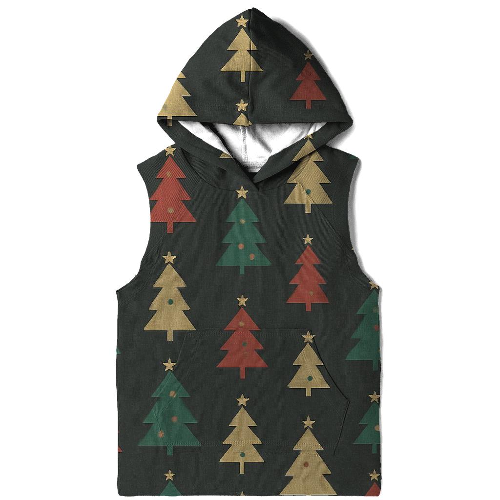 Christmas Tree Icon Micro Grid On Charcoal Background embroidered hoodies
