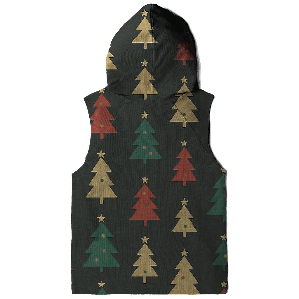 Christmas Tree Icon Micro Grid On Charcoal Background embroidered hoodies