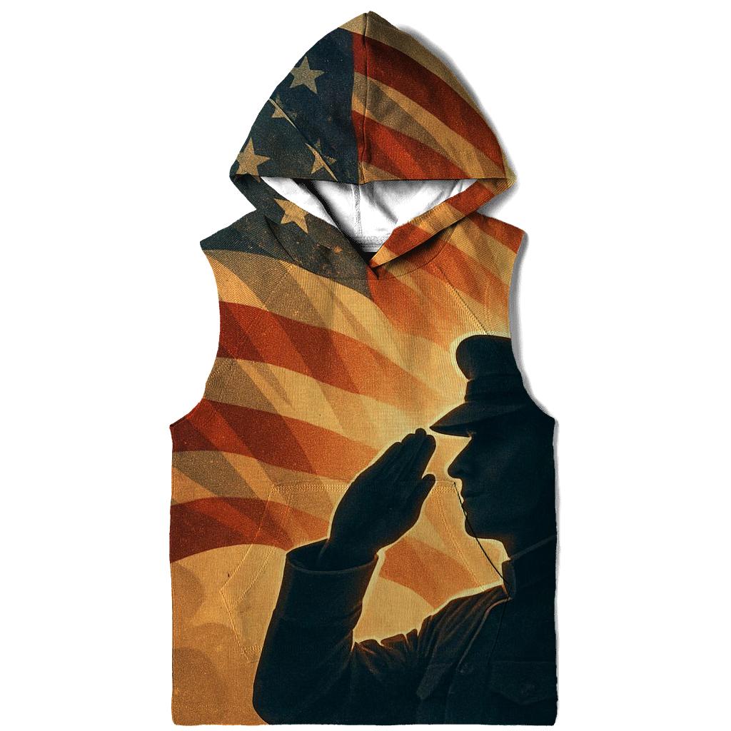 Salute At Sunrise Through Flag Light embroidered hoodies