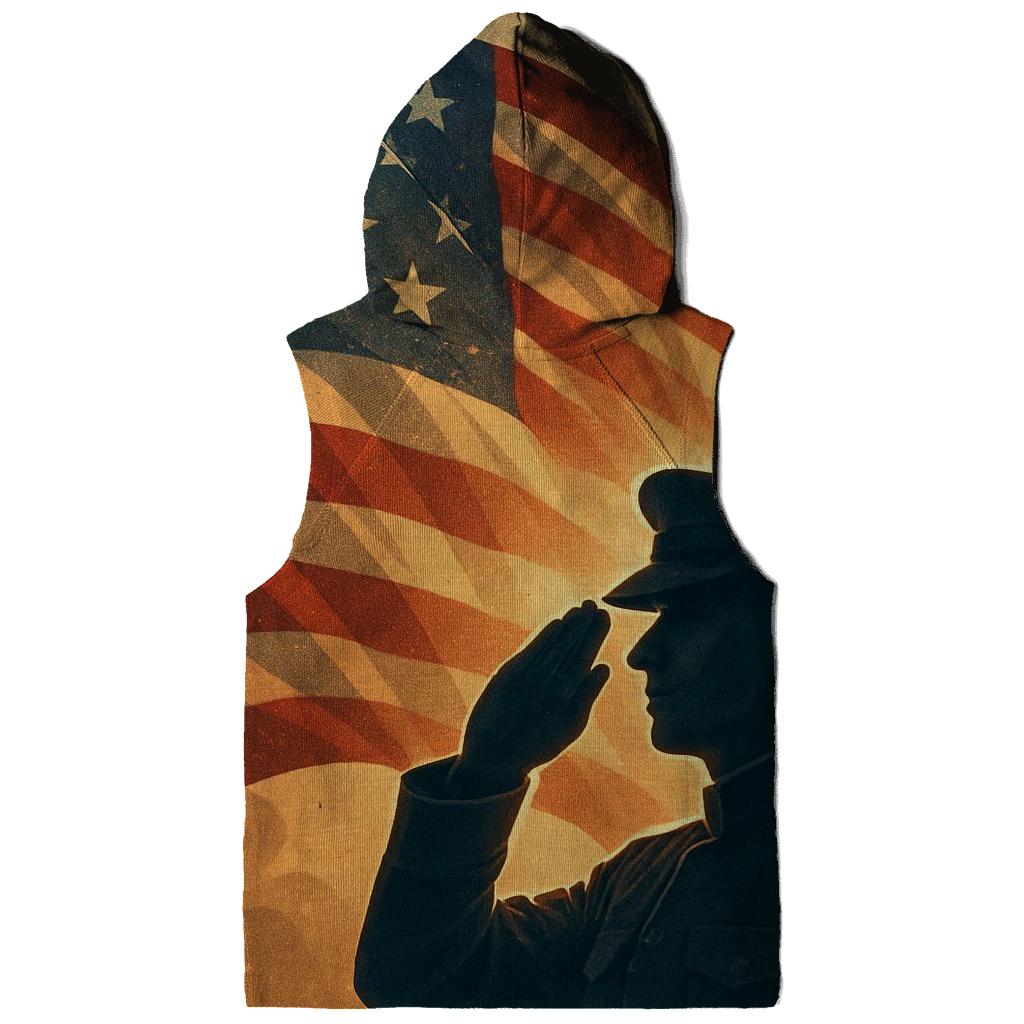 Salute At Sunrise Through Flag Light embroidered hoodies