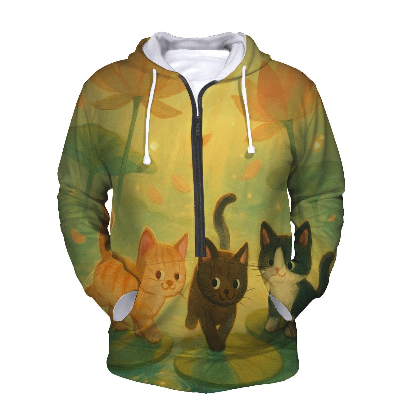 Sunrise Lily Pond Paws hoodies fashion