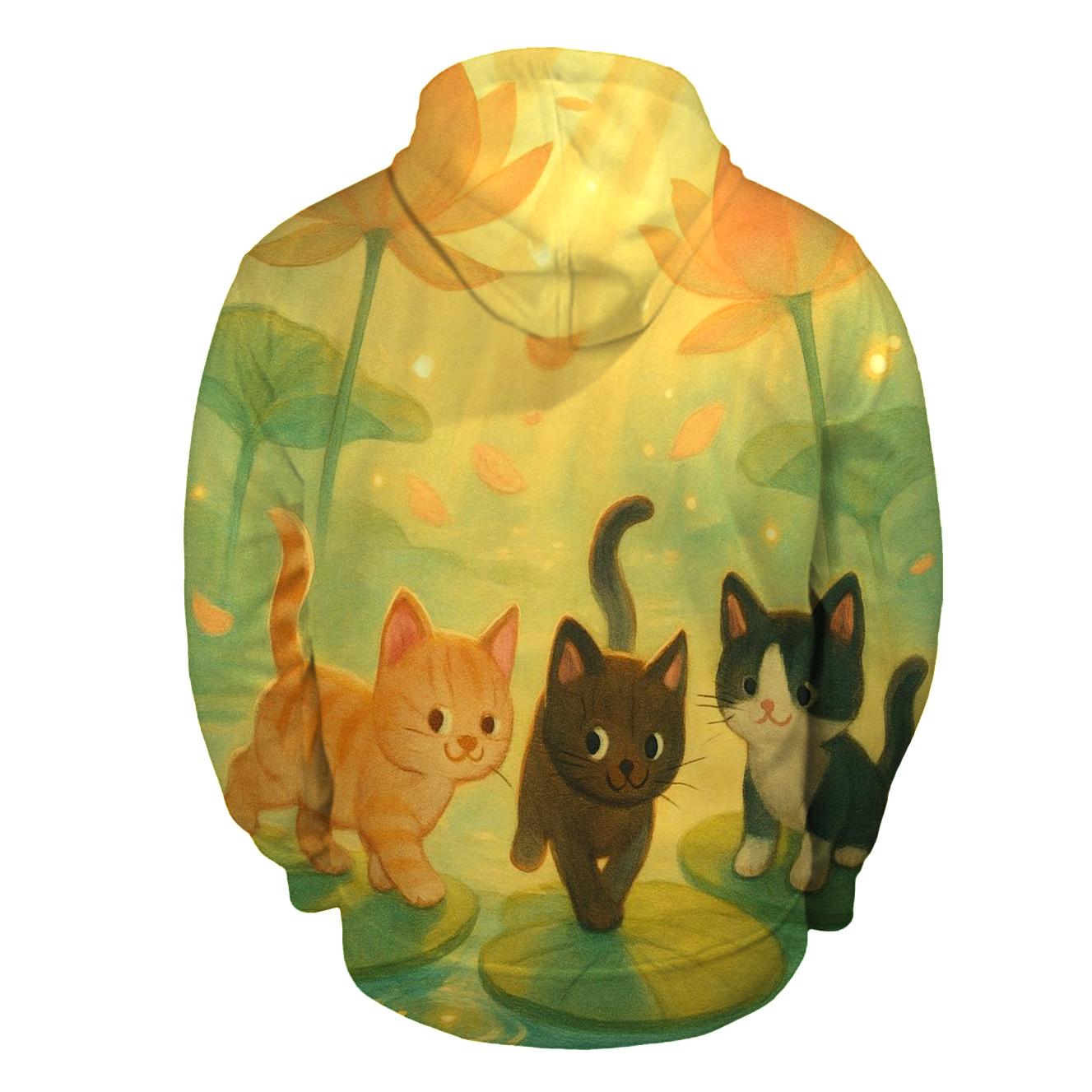 Sunrise Lily Pond Paws hoodies fashion
