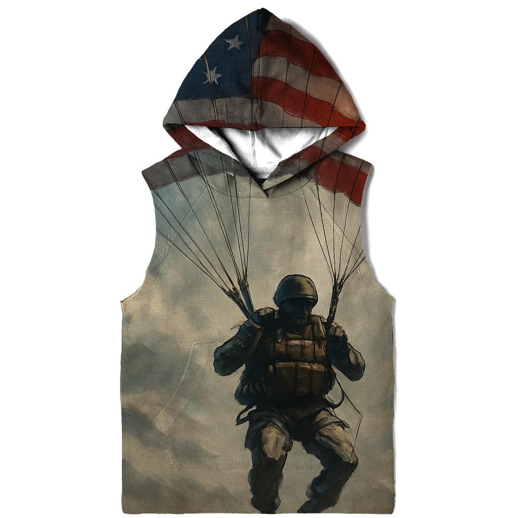 Paratrooper Descent Through Flag Clouds printed hoodies