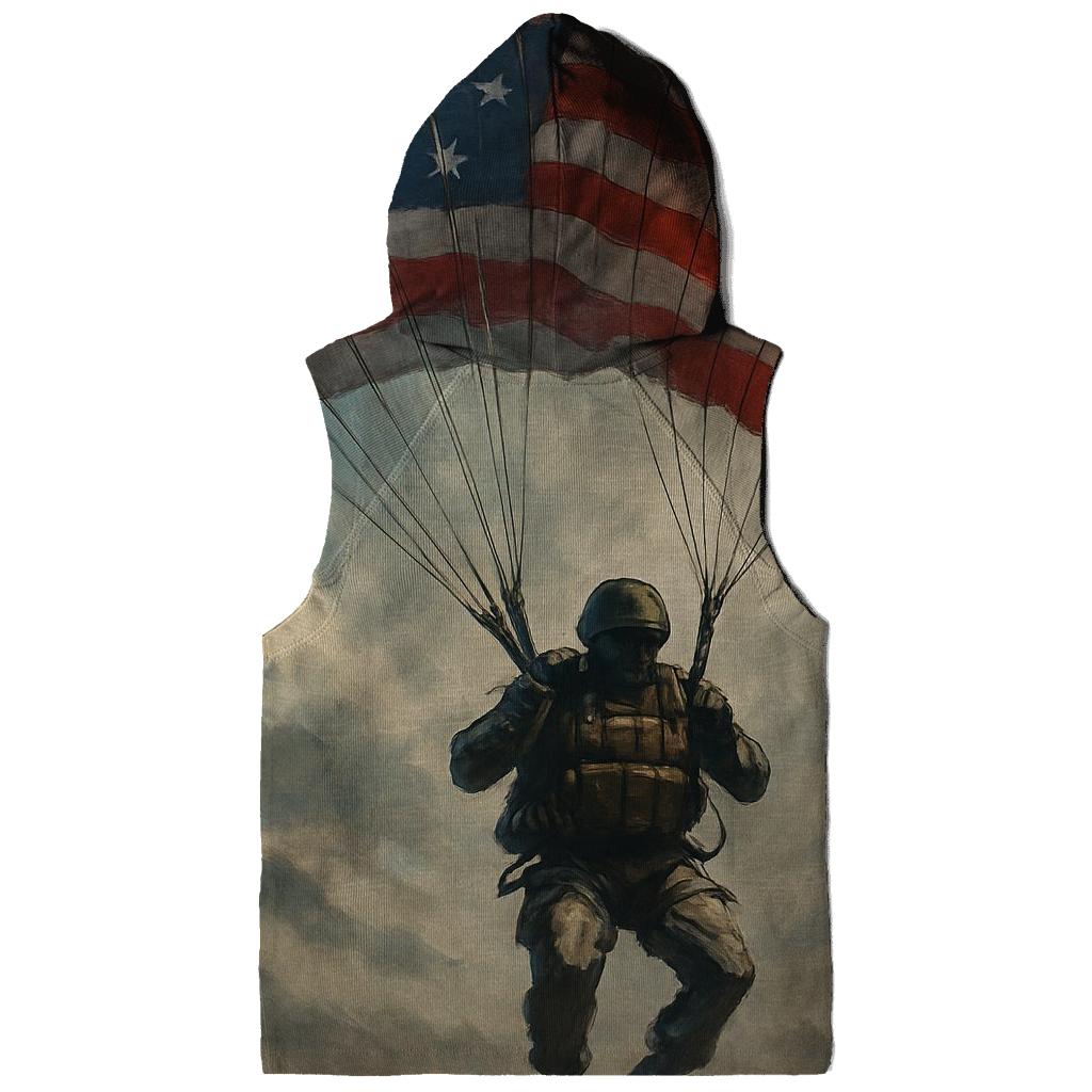 Paratrooper Descent Through Flag Clouds printed hoodies