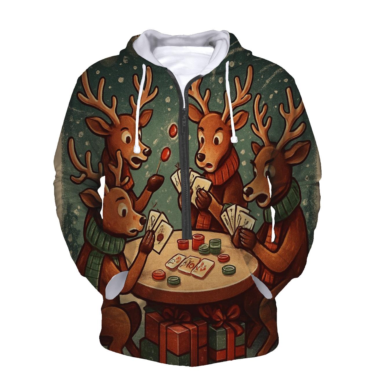 Reindeer Card Game Blizzard Table pullover hoodies