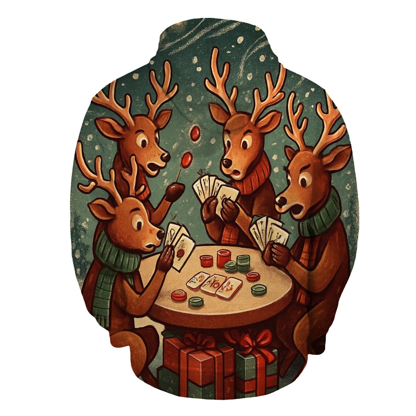 Reindeer Card Game Blizzard Table pullover hoodies