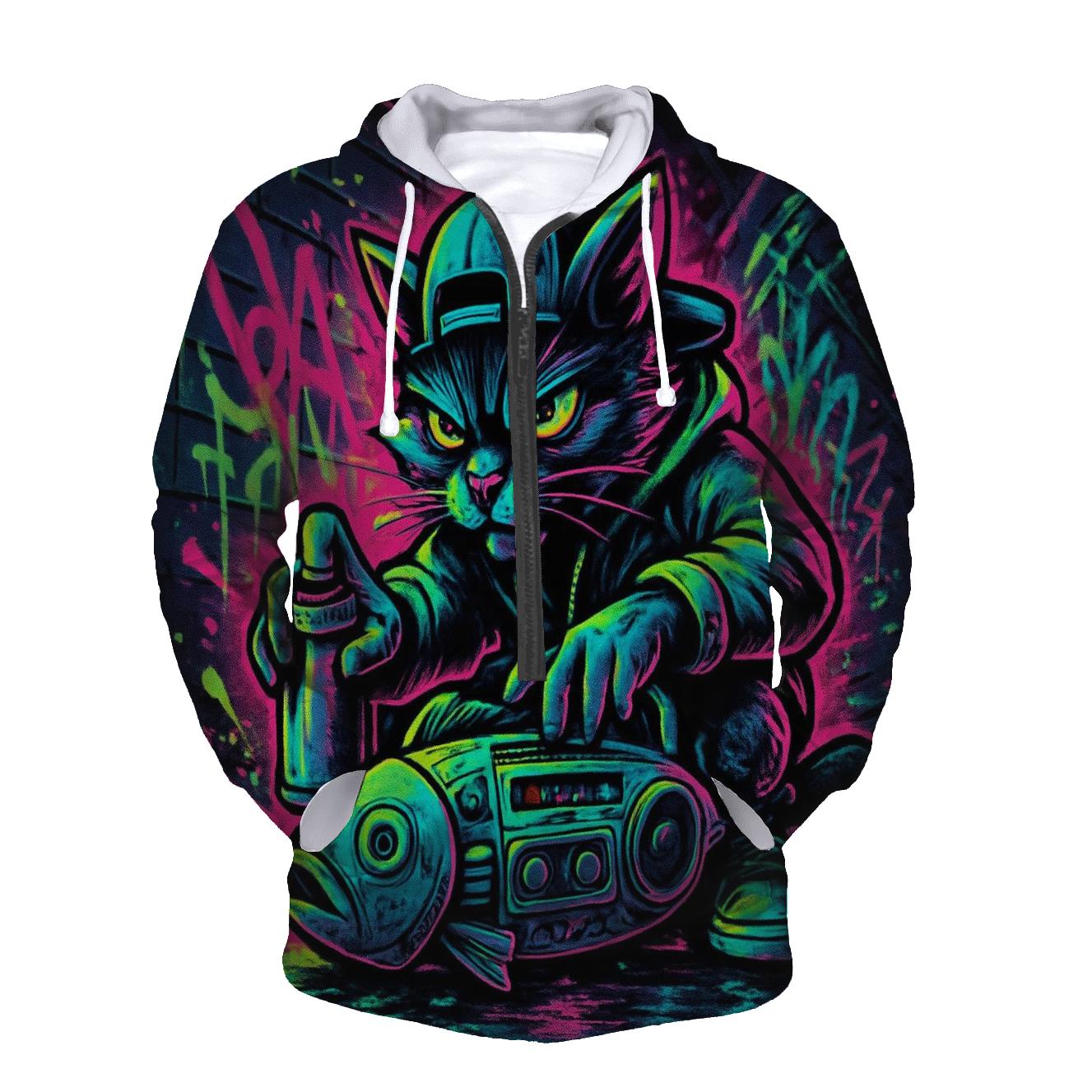 Subway Graffiti Beatbox Cat heavyweight hoodies