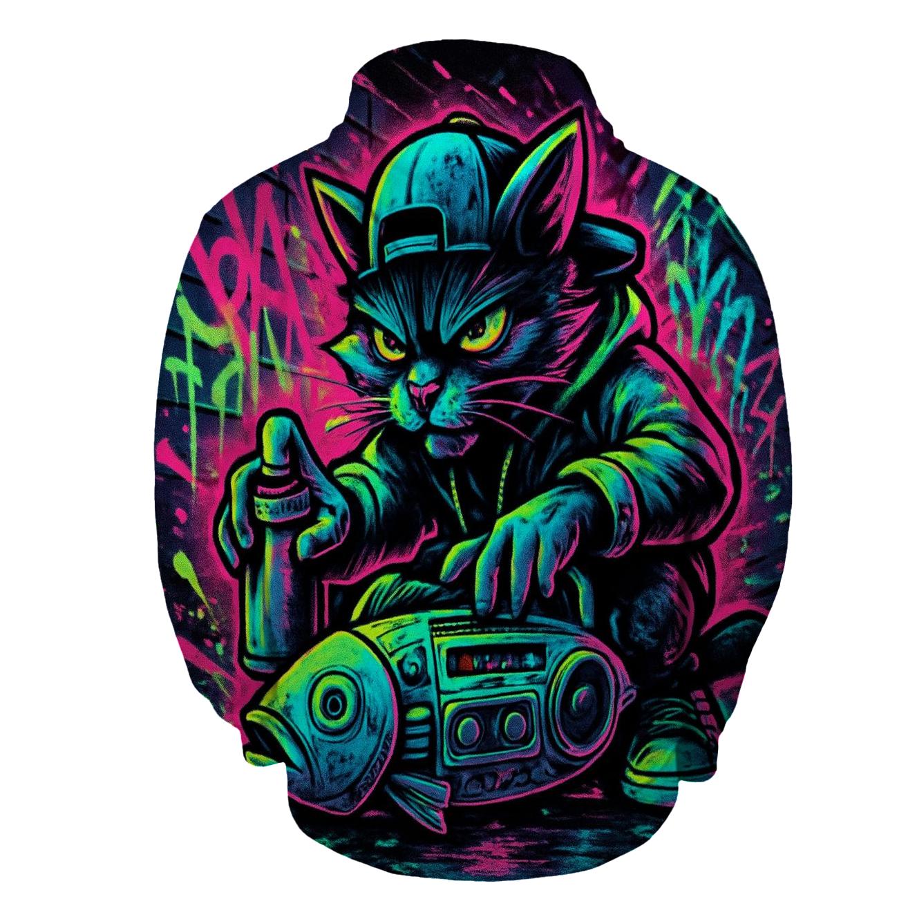 Subway Graffiti Beatbox Cat heavyweight hoodies