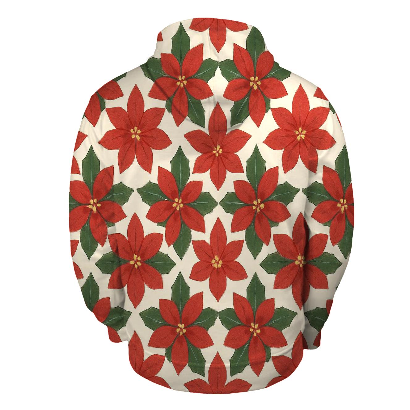 Poinsettia Snowflake Rosette Tessellation On Ivory Background hoodie designs