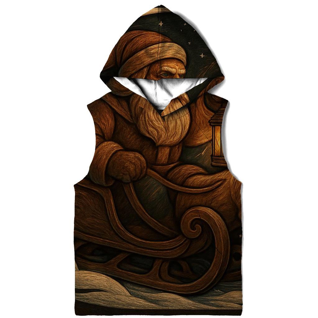 Vintage Wood Carved Santa Lantern Ride hoodie trends