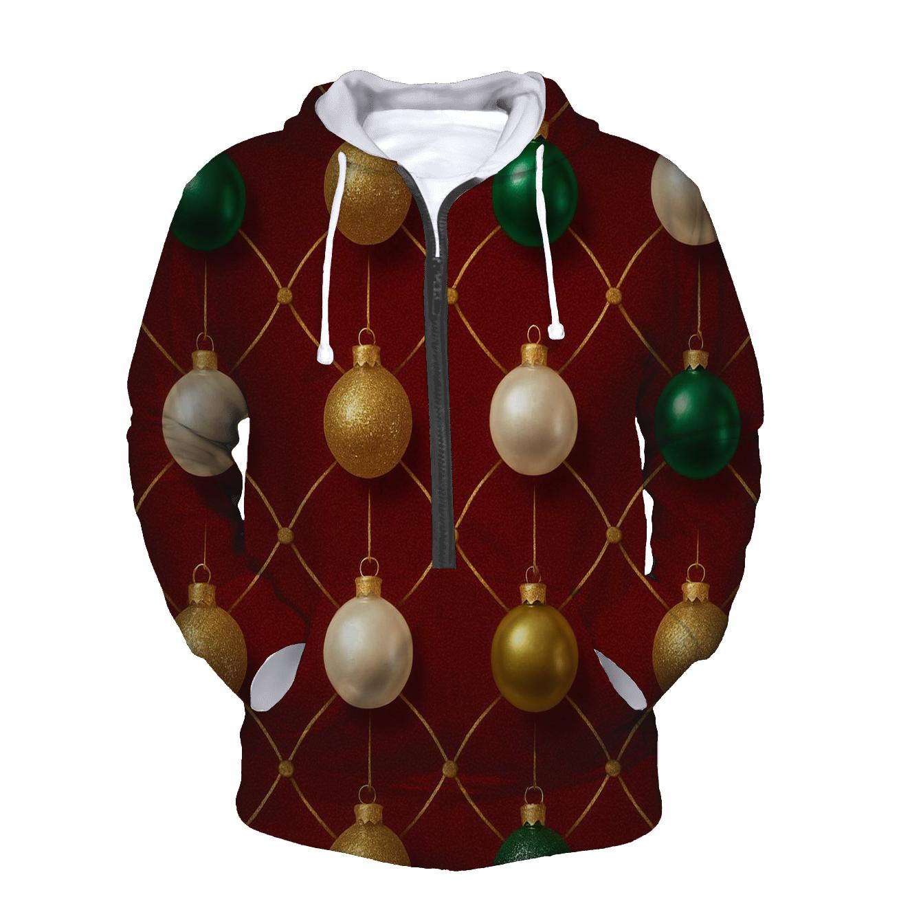 Ornament Lattice Grid On Deep Red Background embroidered hoodies