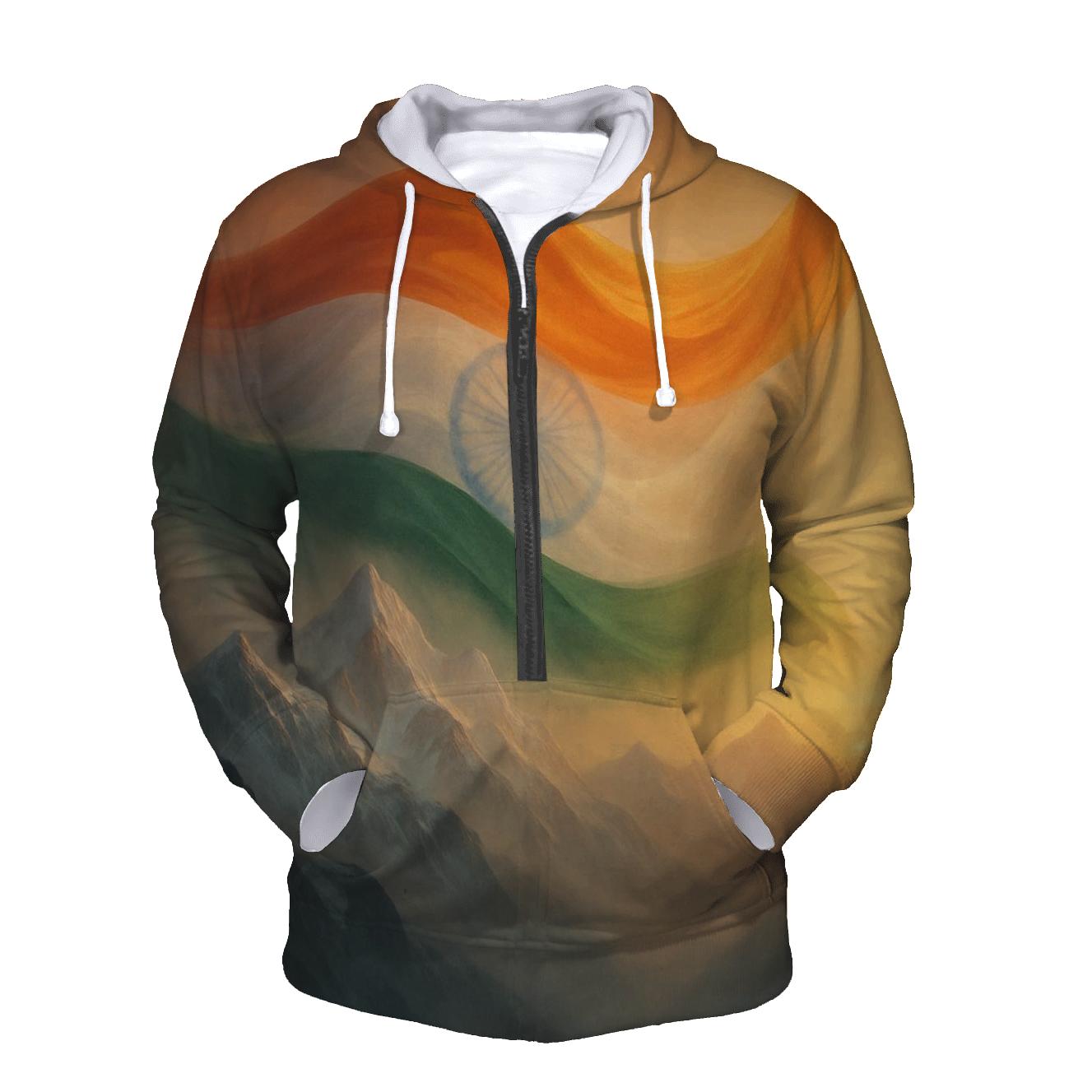 India Mountain Saffron Wave hoodie trends