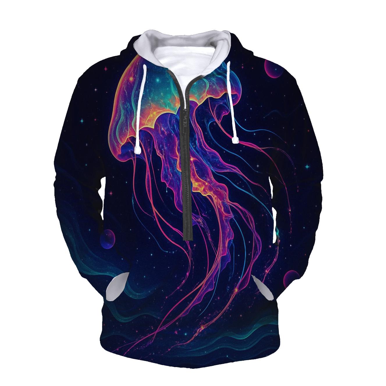 Neon Tide Of The Jelly Nebula premium hoodies