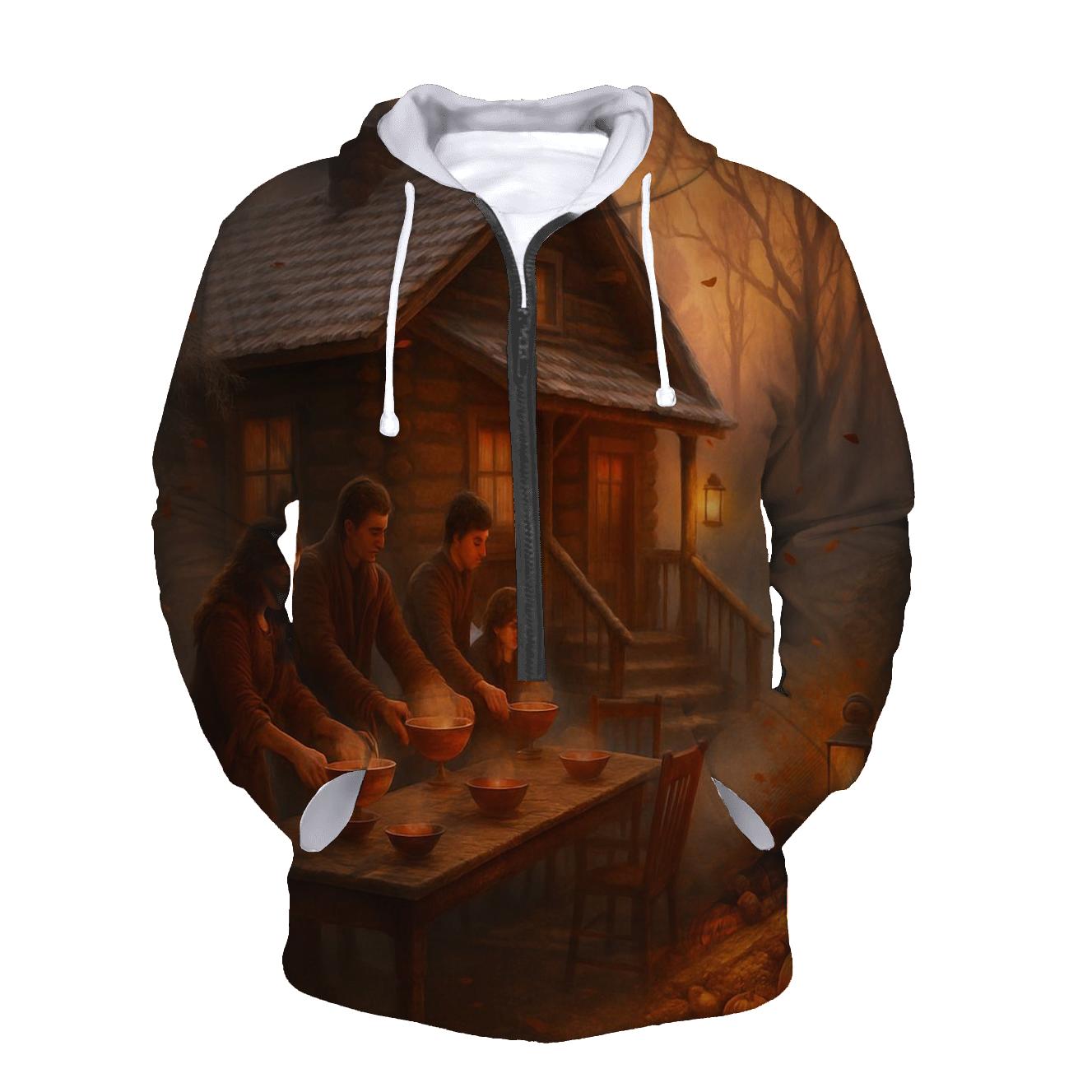 Autumn Cabin Feast Under First Frost premium hoodies