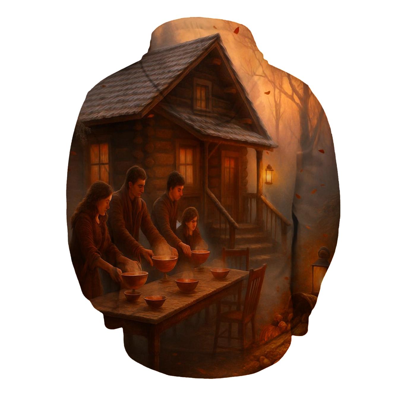 Autumn Cabin Feast Under First Frost premium hoodies