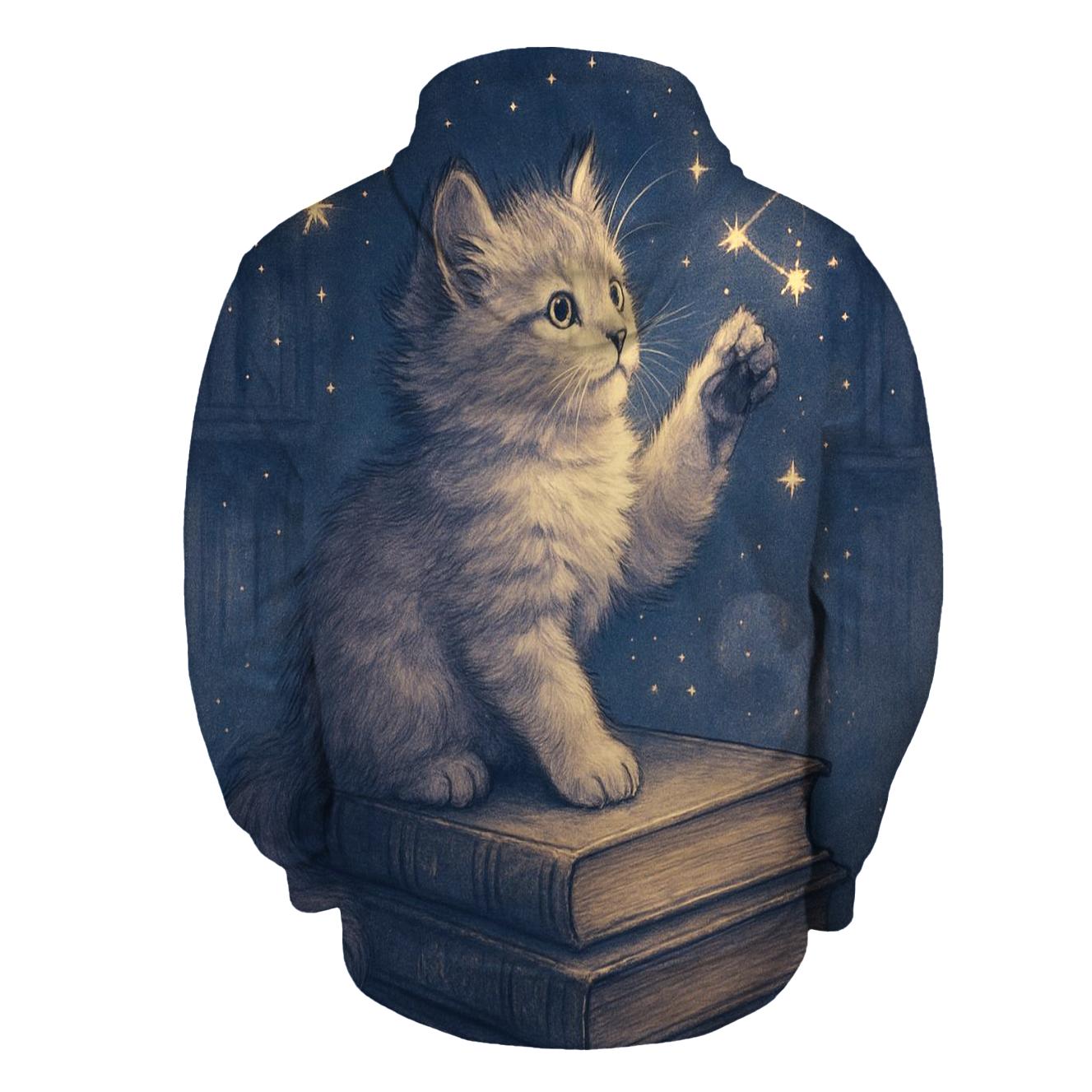 Starlit Library Cat Constellations lightweight hoodies