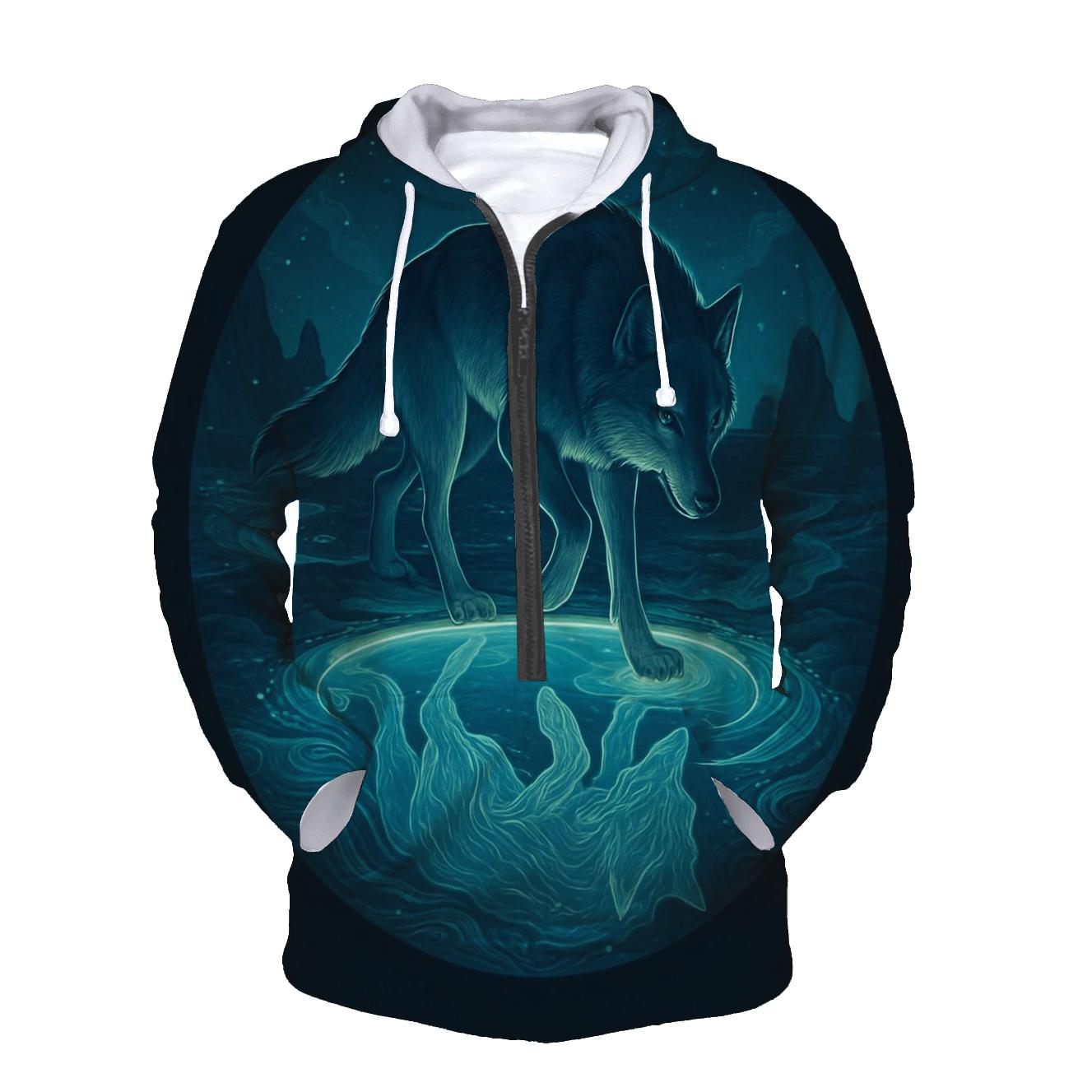 Tideglass Wolf And Moonpool pullover hoodies