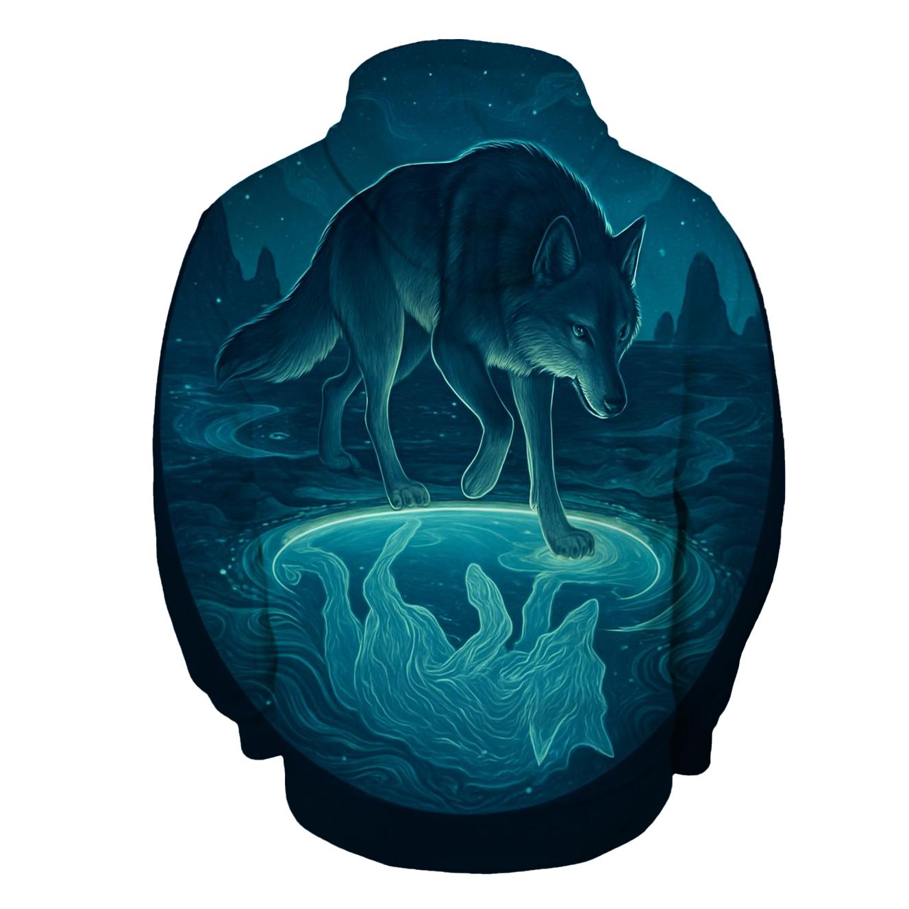 Tideglass Wolf And Moonpool pullover hoodies